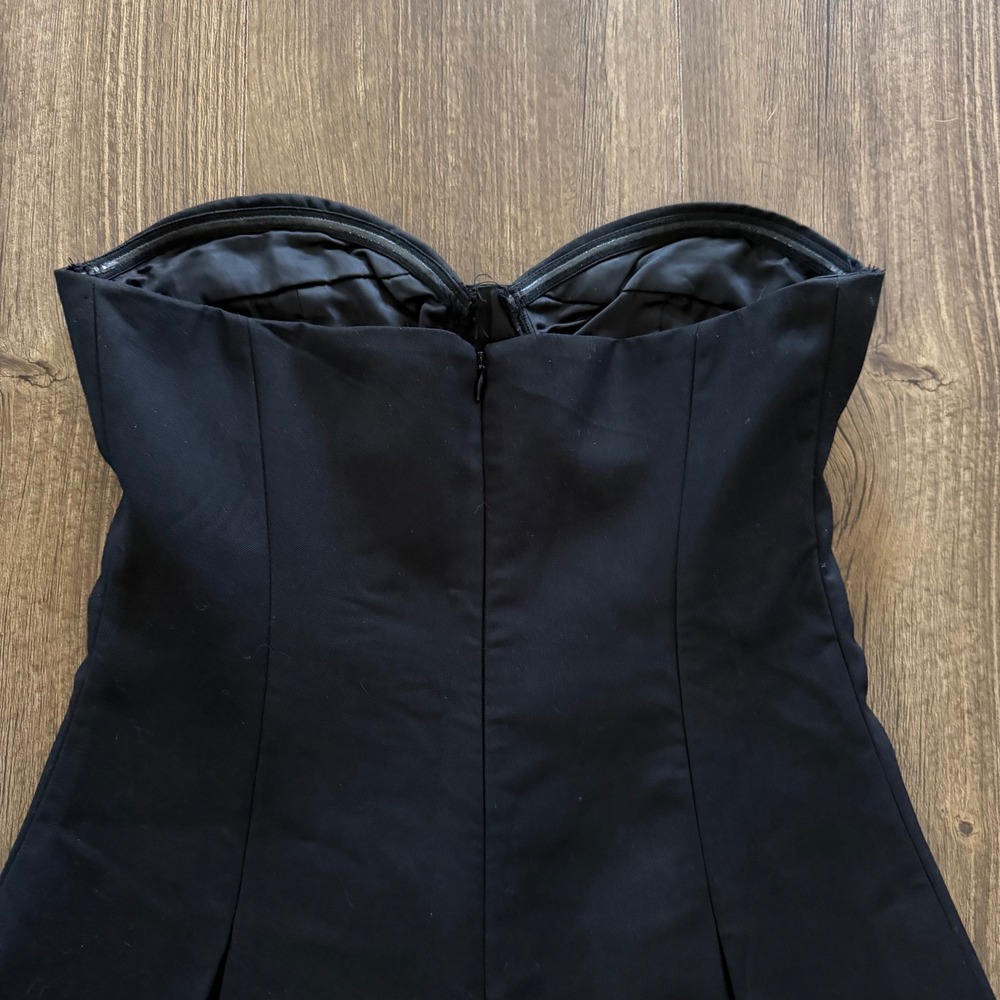 Peppermayo Victoria Strapless Mini Dress Size 4 Black Sweetheart Pleated Baddie - Picture 4 of 12